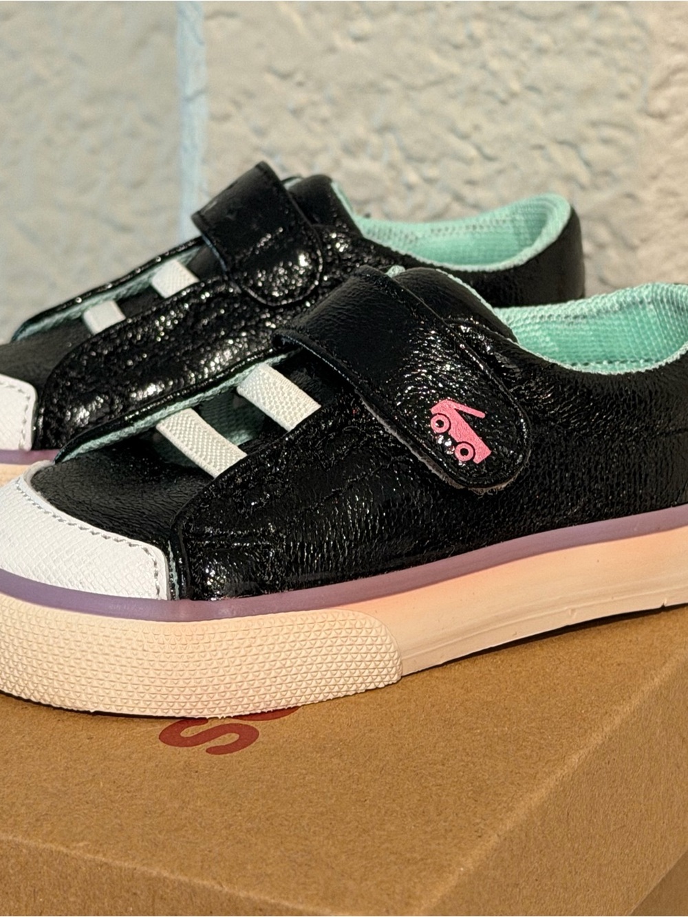 See Kai Run Kids Alex Sneaker - Black Metallic with Mint and Pink Accents - Picture 5 of 7